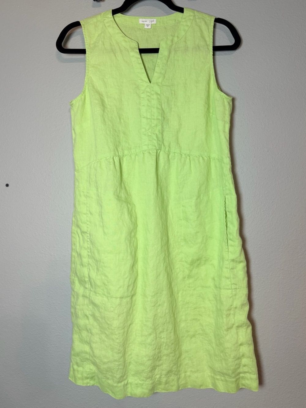 J. Jill Love Linen Sleeveless Lime A-Line Dress Size XS Summer Bright